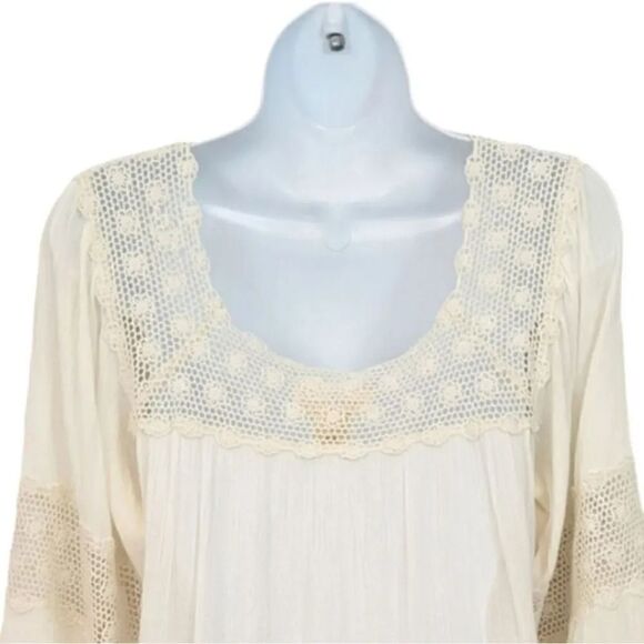 NEW Vintage 90's Denim & Supply Ralph Lauren Crochet Crepe Boho Blouse Size M - Picture 4 of 9